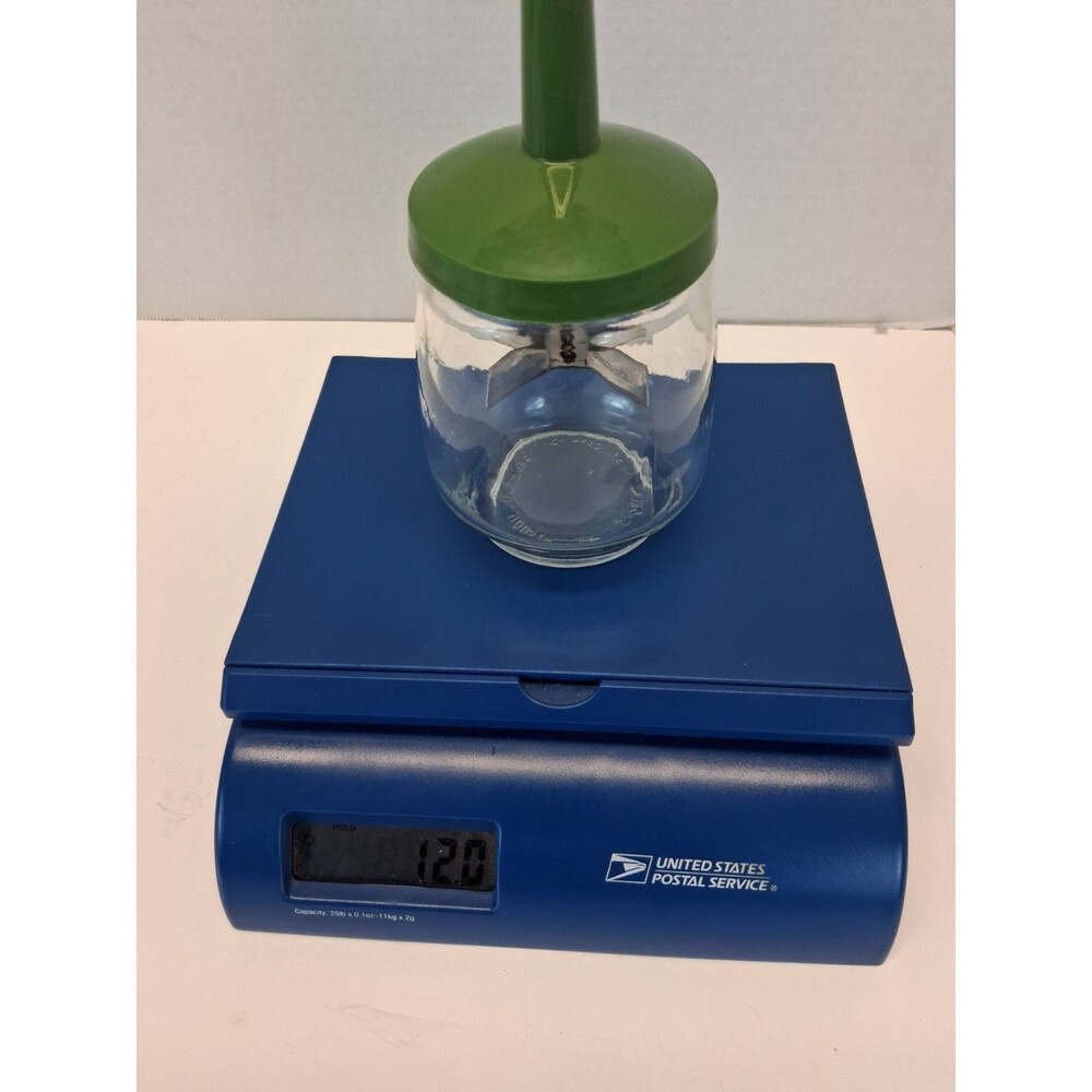 VTG Federal Housewares Glass Push Food Chopper Green 16 oz Stainless USA 1960s - Picture 8 of 8